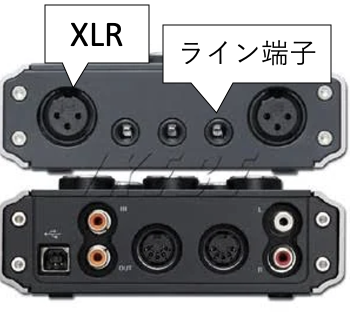 オーディオインターフェースの接続端子の説明